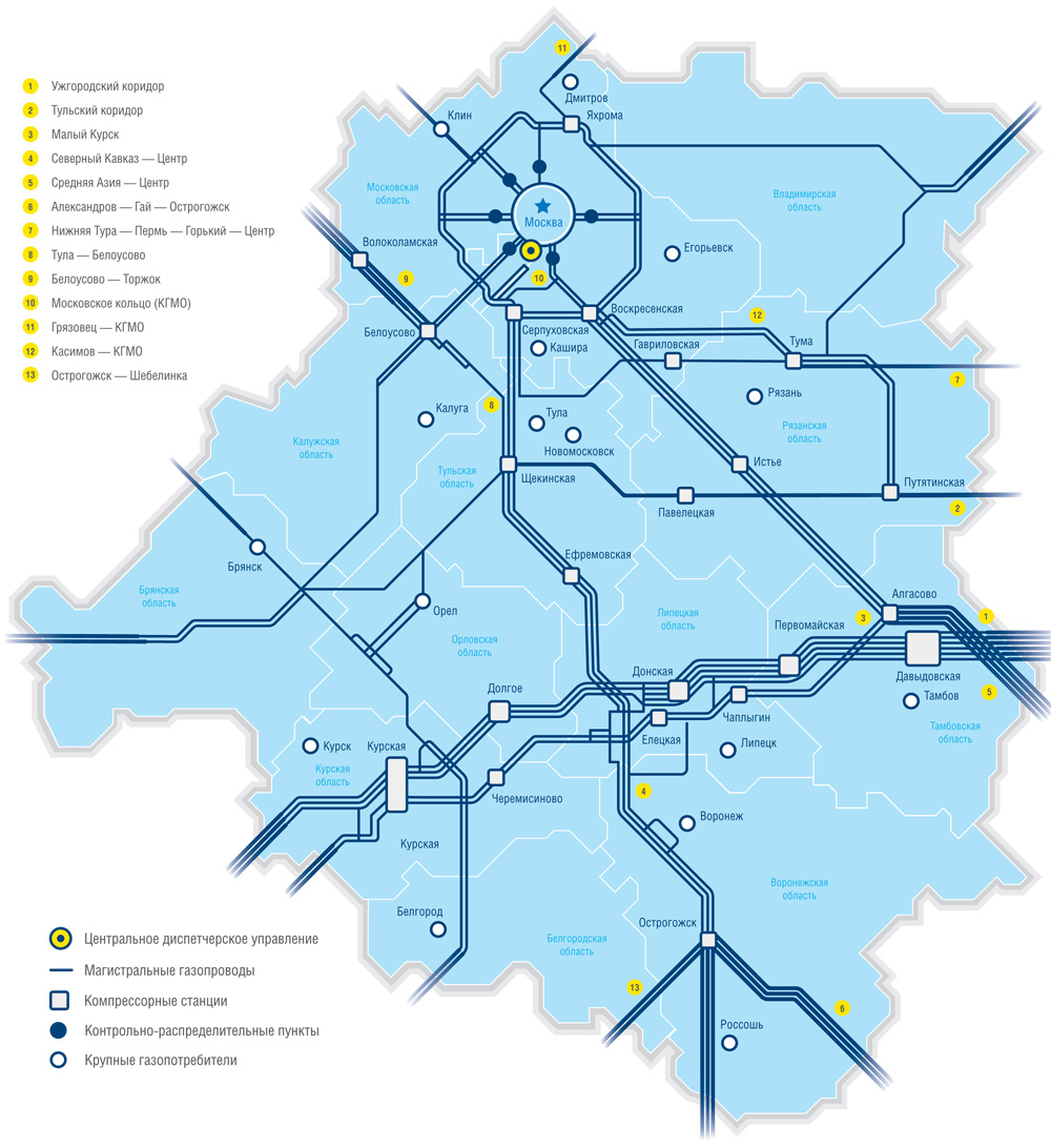 Карта газовых труб в московской области